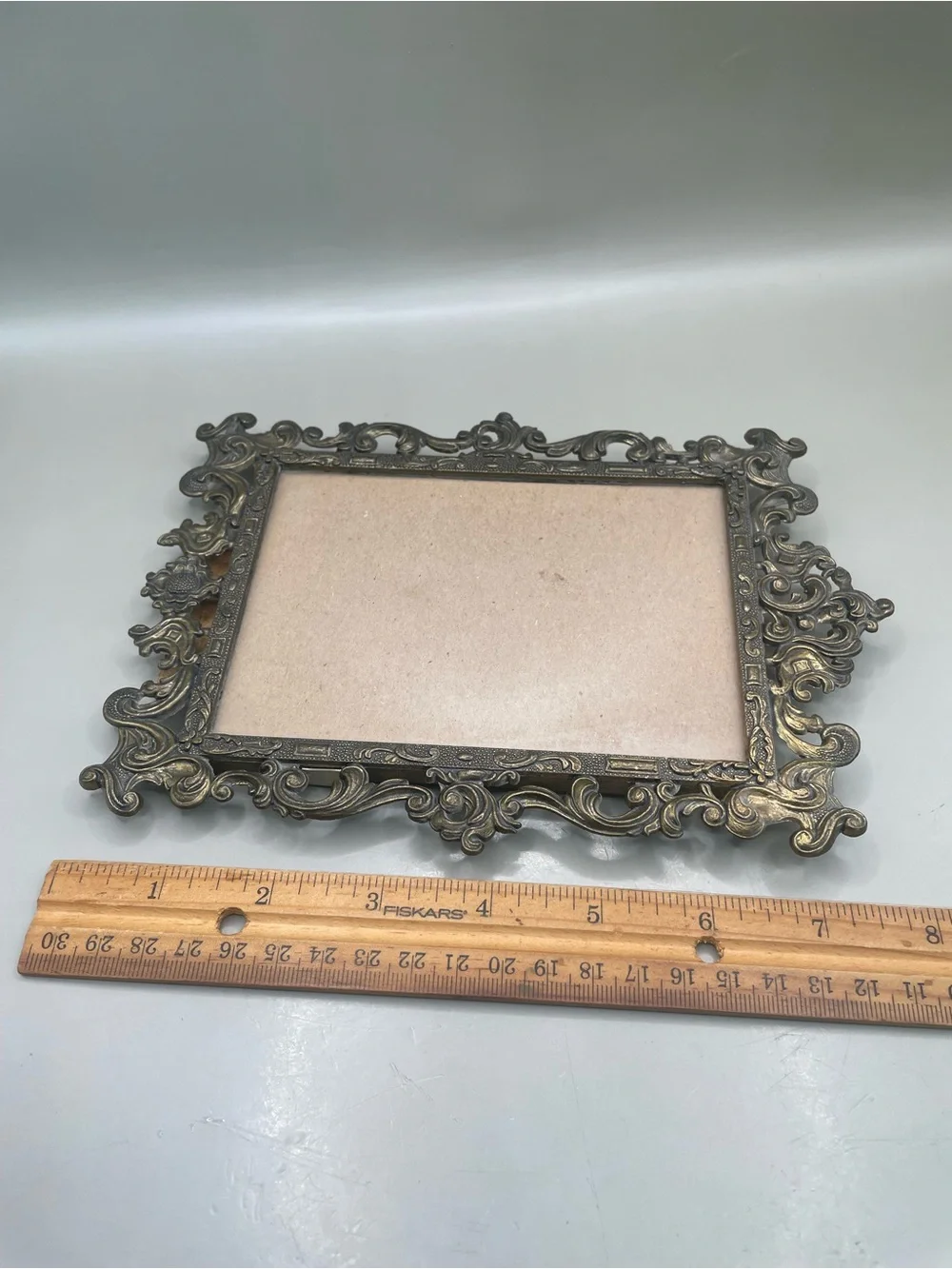 Vintage Victorian Bronze Tone Metal Made In Italy Picture 5.5x4” Frame